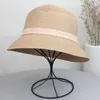 Wide Brim Hats FS Elegant Dome Straw Bucket Sun Caps For Women Ladies Ribbon Bow Fashion Vacation Beach Summer Hat Boater Fedora 2023