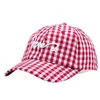 Boll Caps Fashionl Plaid Cap Love Brodered Baseball Cap Women Girls Hat Fresh Color Black Pink Red Green Yellow Bluej230228