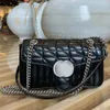 Designers Bags Marmont Genuine leather Cross Body Bags Women's tote bag men handbag Shoulder sling Bag classic half Camera bag gym woman vanity Metal chain black bag