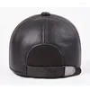 Ball Caps Winter Men's Fur Hat Genuine Leather Hats Cold Proof Warm Baseball Cap Natural Sheepskin Earmuffs For Men