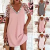 Casual Dresses Fashion Dress All Match Pullover Party See-Through Lace Lady