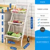 Kitchen Storage & Organization Installation-free Folding Cart Racks Multi-layer Vegetable And Fruit With Wheels Removable Rack