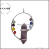 car dvr Pendant Necklaces Fashion 7 Chakras Wire Wrap Conch Shape Natural Healing Stone Crystal Quartz Pendum Opal Amethyst Pink Necklace Dr Dhkgj