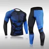 Ensembles de course Vêtements de sport de compression pour hommes Collants de gymnastique Vêtements d'entraînement Entraînement Jogging Ensemble de sport Rashguard Survêtement à séchage rapide