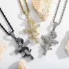 Chinesischen Stil China-Chic Hip Hop Schmuck Diamant Drachen Kreuz Anhänger Männliche Mode Halskette INS Tiktok Live Übertragung