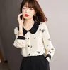 Women's Blouses Chiffon dames zomer 2023 bloemen korte mouw shirts mode losse printing Koreaanse top tum-down kraag kleding