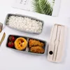 Учебная посуда наборы бамбуковолобных ланч -коробки с палочками для палочек для панора