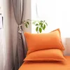 Bedding sets Winter Solid orange color bedding set flat bed sheet duvet cover pillowcase queen full single 230228