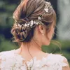 Huvudstycken pärlor blomma huvudstycken kvinnor pärla hår vinrankor silver rosguld eleganta flickor 100 cm hårband tiara för bröllop hår tillbehör