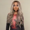 Perruques Synthétiques Easihair Long Gris Blonde Perruques Synthétiques avec Partie Moyenne Naturelle Ondulée pour les Femmes Noires Cosplay Perruque Résistant à la Chaleur 230227