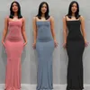 Casual Dresses Sexy 2023 Summer Women Soft Long Dress Square Halsring Bodycon Maxi Sundress Böhmen Beach Wear Sleeveless kjolar Party