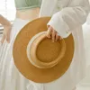 Wide Brim Hats 2023 Summer Handmade Women Straw Hat Fashion Uv Protect Casual Panama Beach Fedora Breathable Sun Cap Lady