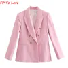 Women's Jackets PF To Love Woman Casual Blazers Pink White FW Autumn Spring Street Stylish Arrivals Straight Button Solid Outerwear 230301