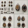 bil dvr charms tiger eye wire wrap handgjorda träd av liv naturliga stenhänger diy halsband smycken gör droppleverans fynd komponenter dh1uq