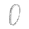 Bangle Fashion Geometric Crystal Curved Bracelet For Woman Love Wedding Gift Stainless Steel Jewelry Wholesale