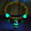 Strand Luminous Fluorescent Skull Bracelet Punk Chain de miçangas brilhando nas jóias escuras homens feitos artesanais presentes