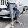 メンズジーンズ秋のストリートウェアバギーメン韓国ファッションスリムフィットストレートワイドレッグパンツ男性ブランド服ブラックライトブルー230301