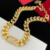 Designer Choker Necklaces Cuban Chain Letter Gold Plated V Letters Necklace Bracelet Jewelry for Men Women Party Wedding Gift