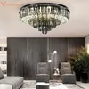 Ceiling Lights Luxury Black Crystal Chandelier Lamp Round Living Room Bedroom Indoor Home Light Fixtures