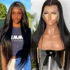 Hand woven front lace wig Headcover black long straight hair chemical fiber Headcover T-type lace wig 230301