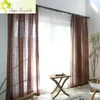 Cortina de cortina de linho grosso chinês para quartos para crianças algodão janela de tule pura sala de estar varanda moderna
