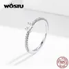 Cluster Rings WOSTU Dazzling Crystal Ring % 925 Sterling Silver Zircon Fashion Rings For Women Wedding Luxury Silver 925 Jewelry CQR524 G230228