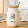 Mugs Cute Graffiti Cow Ceramic Mug With Cover Spoon Trendy Student For Couple Breakfast Milk Coffee Cup