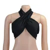 Kvinnors tankar 2023 Crop Tops Ladies Pullover Cross Front Cut Halter Neck Sleeveless Top Bandage Vest Summer Vackra sexiga kläder