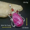 Pendant Necklaces Hermosa Jewelry Natural Botswana Agate Red Garnet Silver Color Charm Necklace For Women Gifts 20234608