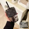 INS Tumblers high-value drinking cup straw cup light luxury glass cup portable niche student female coffee cup