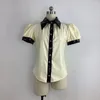 Women's Blouses Women Fashion Short Puff Sleeve Shiny PVC Shirt Vintage Slim Fit Turn-down Collar Blouse Chic Button Down Glossy Leather