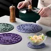 Tapetes de mesa 3pcs Resistente ao calor Círculo de silicone Placemat Para uma colher de panela repouso de jantar redonda lavável em casa cozinha