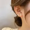 Stud Earrings Huitan Fresh Style Simulated Pear For Women Gold Color Flower Shaped Aesthetic Elegant Lady Trend Jewelry