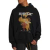 RHUDEグレープフィギュアプリントハイストリートファッションブランドルーズフード付き秋と冬のセーター男性カップルPulloverp8rp