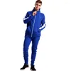 Hommes Hoodies Zipper Costume Casual Slim Fit Patchwork Veste Hommes 2 Pièce Piste Jogging Sportswear À Capuche Pantalon Deux