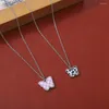 Pendant Necklaces Shiny Zircon Butterfly Necklace Ladies Exquisite Simple Clavicle Chain Friend Birthday Gift Jewelry Anniversary