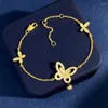 Charm Bracelets Top Quality Butterfly Pendant With Zircon Setting Gold & Silver Plated Bangle Chain For Women Party Gift