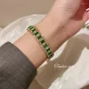 Bangle Hyperbole Geometric Zircon Bracelet & Bangles For Women Pink Green Crystal Cuff Bracelets Weddings Party Jewelry HUANZHI 2023