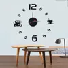 Orologi da parete Orologio fai da te Soggiorno 3D Analogico Casa Tazze impermeabili Arte Caffè Muto Adesivo Decor Decorazione acrilica Y0J0