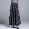 Winter Frauen Lange Woolen Rock Mode Hohe Taille Grundlegende Wolle Röcke Weibliche Casual Dicke Warme Elastische ALine Maxi O839 230301