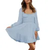 Casual Dresses Women's Fluce Long Sleeve Wedding Ruffle Mesh Dinner Short Women Chiffon Maxi For Dress Summer