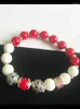 Strand Handmade Greek Sorority High Quuality Red Natural Stone Beads Elastic Fraternity 1911 Charm Bracelet Man Jewelry