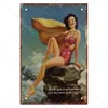 Sexy dame vintage metalen schilderplaat pin up meisje tin plaque poster muur decor bar pub club man cave retro borden 30x20cm w03