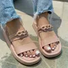 Tofflor kvinnor lägenheter kedja rom skor 2023 sommar sandaler plattform kausal damer strand slingback glides mujer zapatosslippers