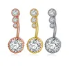 Trendy Round Zircon Crystal Button for Women Navel Ring Surgical Steel Piercing Bar Belly Stud Body Jewelry Fashion Accessories