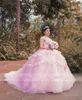 Mignon rose princesse Quinceanera 2023 perles cristaux appliqué cendrillon doux 16 robe robes De 15 Anos à lacets 322