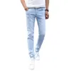 Jeans masculinos Homens de jeans magros da marca de designer masculino Super elástico calças retas Slim Fit Fashion Sky Blue 230301