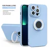 Ringhouder Stand telefoonhoes voor iPhone 14 Plus 13 12 11 Pro Max XR X 8 7 Bright Skin Hollow Logo Hole Cover Anti Drop Shockproof