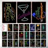 Neon Bar Open art peinture Décoration Métal Signe Tin Sign Tin Plaques Décoration Murale Chambre Décoration Rétro Vintage Pour La Maison Club Man Cave Café décoration Taille 30X20CM w02