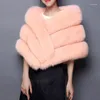 Scarves P0189 Fashion European And American Imitation Fur Wide Striped Shawl Faxu Wraps Accessories With Bride